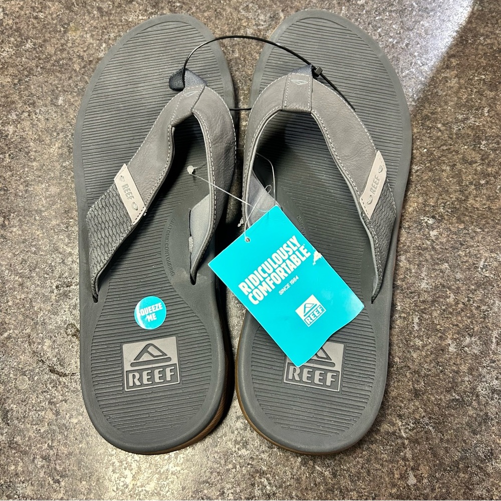 Reef Santa Ana Men's Size 14 Comfort Cushion Flip Flop Sandal NWT Gray Vegan